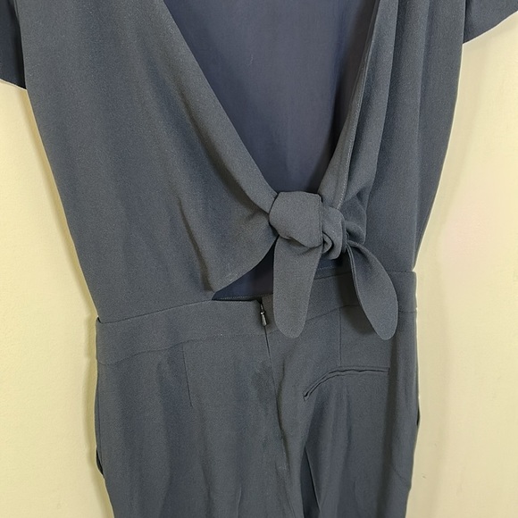 Sezane Combinaison Charles Marine Jumpsuit Tie Back Navy Blue Sz 36 US 4 NEW - Picture 8 of 12